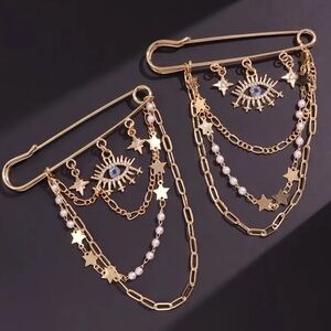 Vintage Evil Eye Tassel Brooch - Golden Gaze Luxury Accessory Protection Pin 🧿